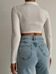 Hollow Out Patchwork Long Sleeve T Shirt