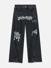Gothic Alphabet Hole Jeans