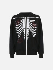 Butterfly Skeleton Print Hoodie