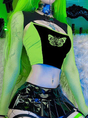 Butterfly Cat Mesh Long Sleeve T Shirts
