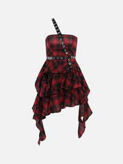 Plaid Irregular Dress