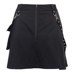 Dark Punk Irregular Pockets Skirt