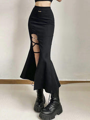 Hollow Split Fishtail Skirt