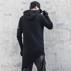 Dark Function Irregular Diagonal Zipper Hooded Jacket
