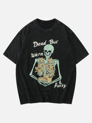 Retro Skull Cat Graphic Tee