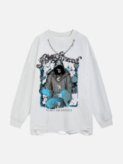 Vintage Grim Reaper Print Sweatshirt