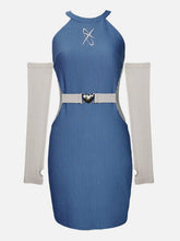 Hollowout Mesh Love Buckle Dress