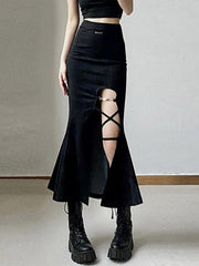 Hollow Split Fishtail Skirt