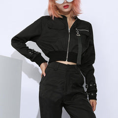 Function Fake Zipper Ribbon Jacket