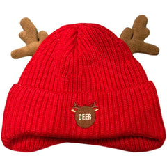Vintage Elk Horn Embroidery Knit Cap