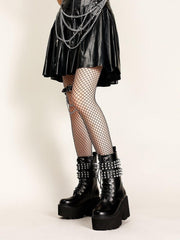 Zip Up Rivet Motorcycle Boots
