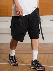 Patchwork Pockets Samurai Shorts