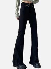 Irregular Zipper Mesh Patchwork Flared Pants