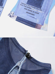 Future Transparent Print Cuff Shirt