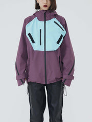 Patchwork Multi Pockets Zip Up Jacket