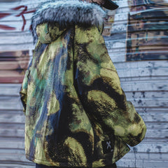 Fur Collar Camouflage Winter Coat