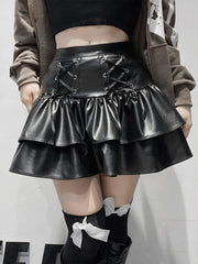 Patchwork Fake Two Pleated Skirt