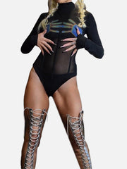 Mesh Neon Palm Long Sleeve Jumpsuit