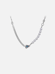 Purple Diamond Heart Pearl Necklace