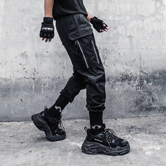Dark Functional Personality Zipper Multi-pocket Cargo Pants