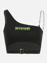Asymmetric Chain Print Vest