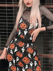 Pumpkin Ghost Print Dress