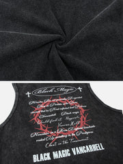 Washed Letters Print Vest