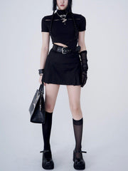 Irregular Hollow Short Sleeve Shirts