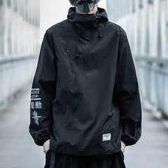 Oblique Zipper Letter Print Jacket