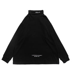 Dark Turtleneck Embroidery Sweatshirt