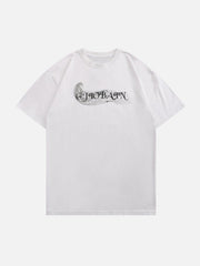 Smoking Skeleton Print Tee