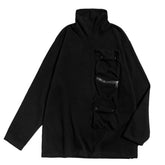 Dark Functional Multi-pocket Turtleneck Sweatshirt