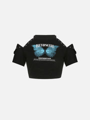 Hidden Buckle Butterfly Short Sleeve T Shirt