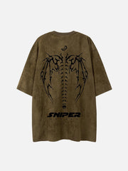 Skeleton Wings Chain Graphic Tee