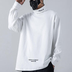 Dark Turtleneck Embroidery Sweatshirt