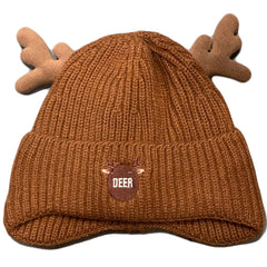 Vintage Elk Horn Embroidery Knit Cap