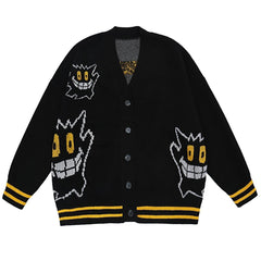 Little Devil Print Cardigan Knitted Sweater