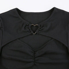Heart Metal Buckle Hollow Shirt