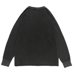 Dark Skull Lightning Print Ripped Hole Sweatshirt