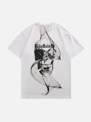 Smoking Skeleton Print Tee