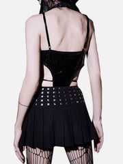 Dark Chain Strap PU Jumpsuit