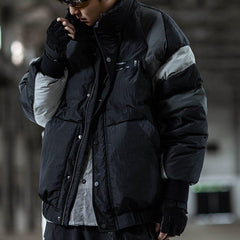 Combat Color Block Stand Winter Down Coat