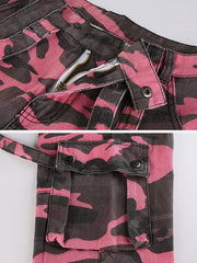 Ribbon Multi Pockets Camouflage Jeans