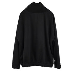 Dark Sherpa High-neck Drawstring Sweatshirt