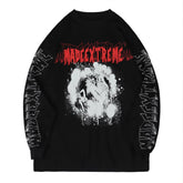 Dark Skeleton Fight Print Sweatshirt