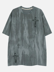 Washed Tie Dye Cross Letters Graphic Tee