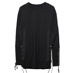 Dark Fake Two Side Bandage Sweatshirt