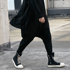 Dark Buttons Crotch Oversized Harem Pants