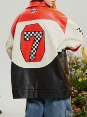 Contrasting Checkerboard Motosports Jacket