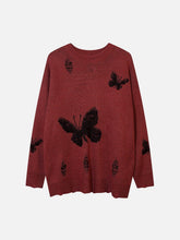 Butterflies Ripper Hole Knit Sweater